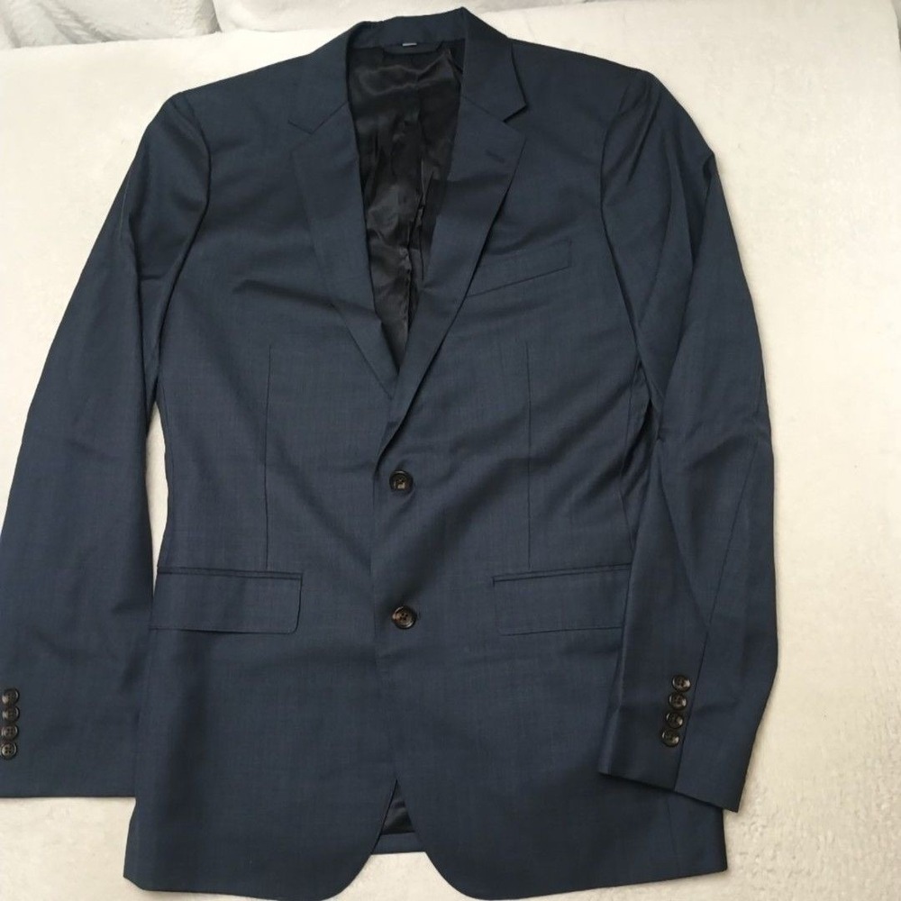 Bonobos Suit Jacket Mens 40L Blue Slim Marzotto Wool Notch Single-Breasted Coat